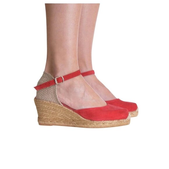 Toni Pons NIB Espardrille Lloret Vermell Red Wedge Sandal Size 40/9 - Picture 1 of 13